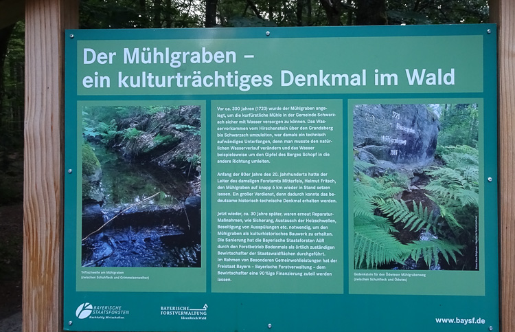 1720 war dieser Graben zum Zweck der Wasserüberleitung nach Schwarzach angelegt worden.