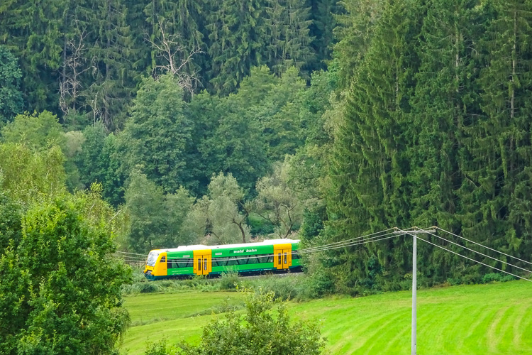 And down in the valley drives the Kanadische Waldbahn next to the Black Rain hin and her.