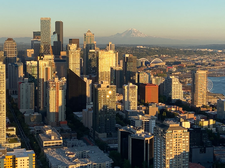 Ah, downtown Seattle and Mount Rainier.