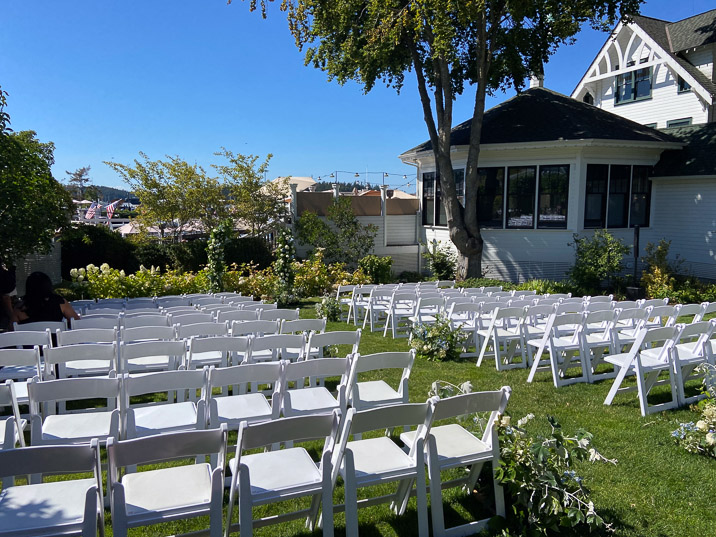 Due to best weather, the wedding will take place outside.