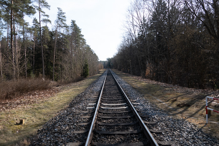 Es ist grün, gleich wird der Zug durchrauschen. 